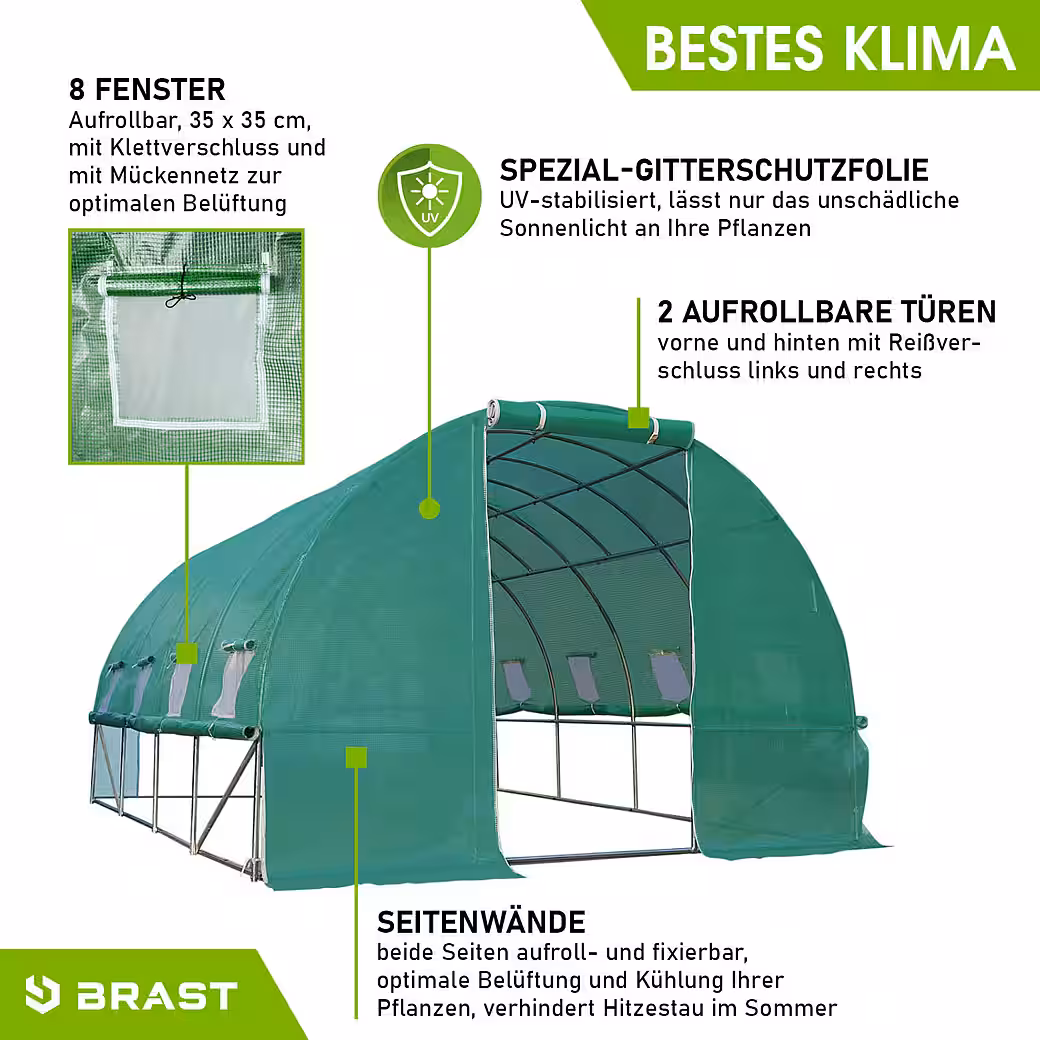 Foil greenhouse, greenhouse with steel foundation, roll-up side walls - Image 6
