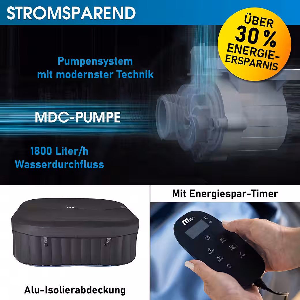 Tekapo inflatable hot tub for 4-6 people (Indoor/Outdoor Pool with 108 massage jets, timer, and heater), one-touch inflation function, bubble spa, wellness massage - Image 7