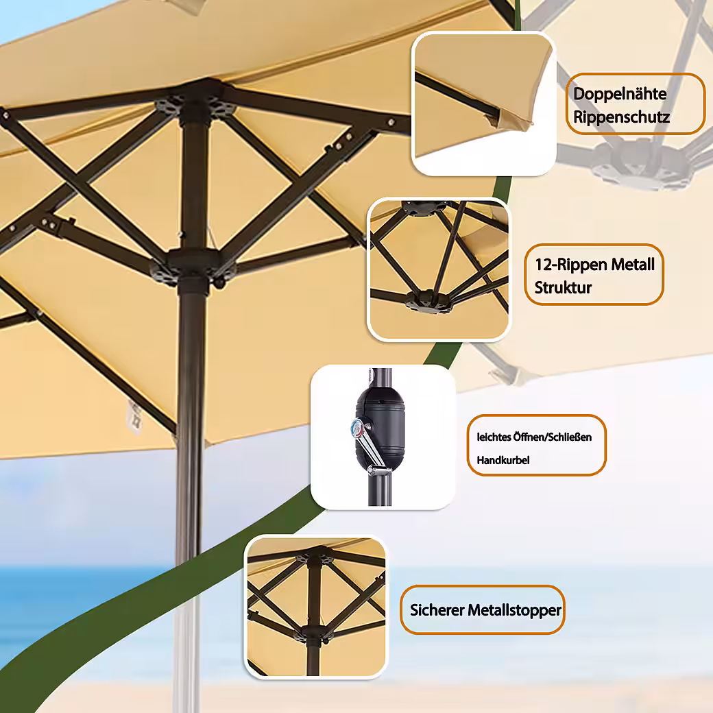 Parasol, double parasol, market parasol, garden parasol, patio parasol - Image 7