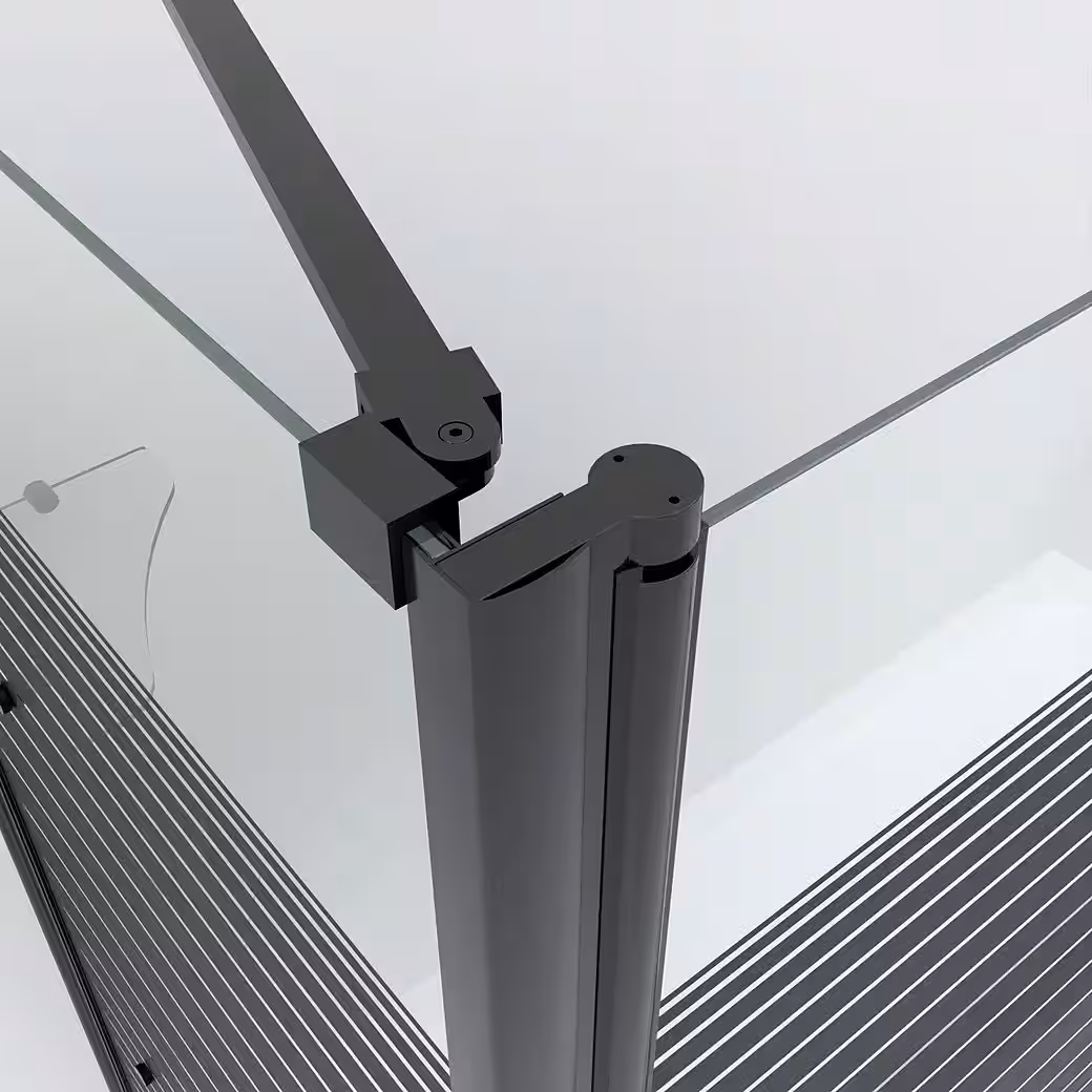 Corner glass bathtub screen with side panel, black, 70x80cm, 70x120cm - Image 7