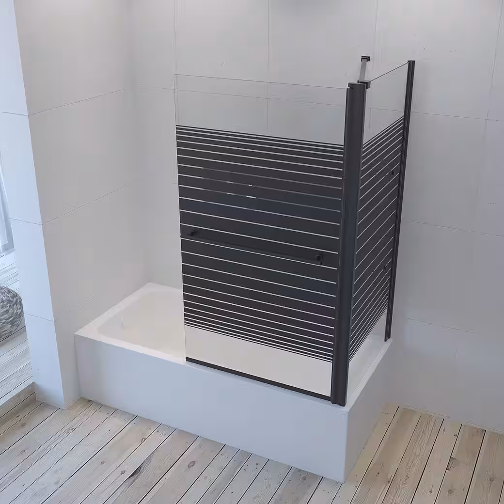 Corner glass bathtub screen with side panel, black, 70x80cm, 70x120cm - Image 8