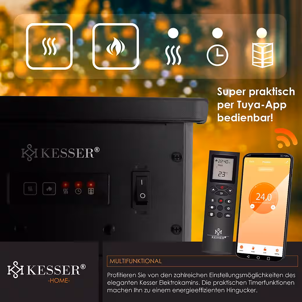 Electric fireplace Prio electric fireplace with heater, fan heater, remote control, WiFi - Image 8