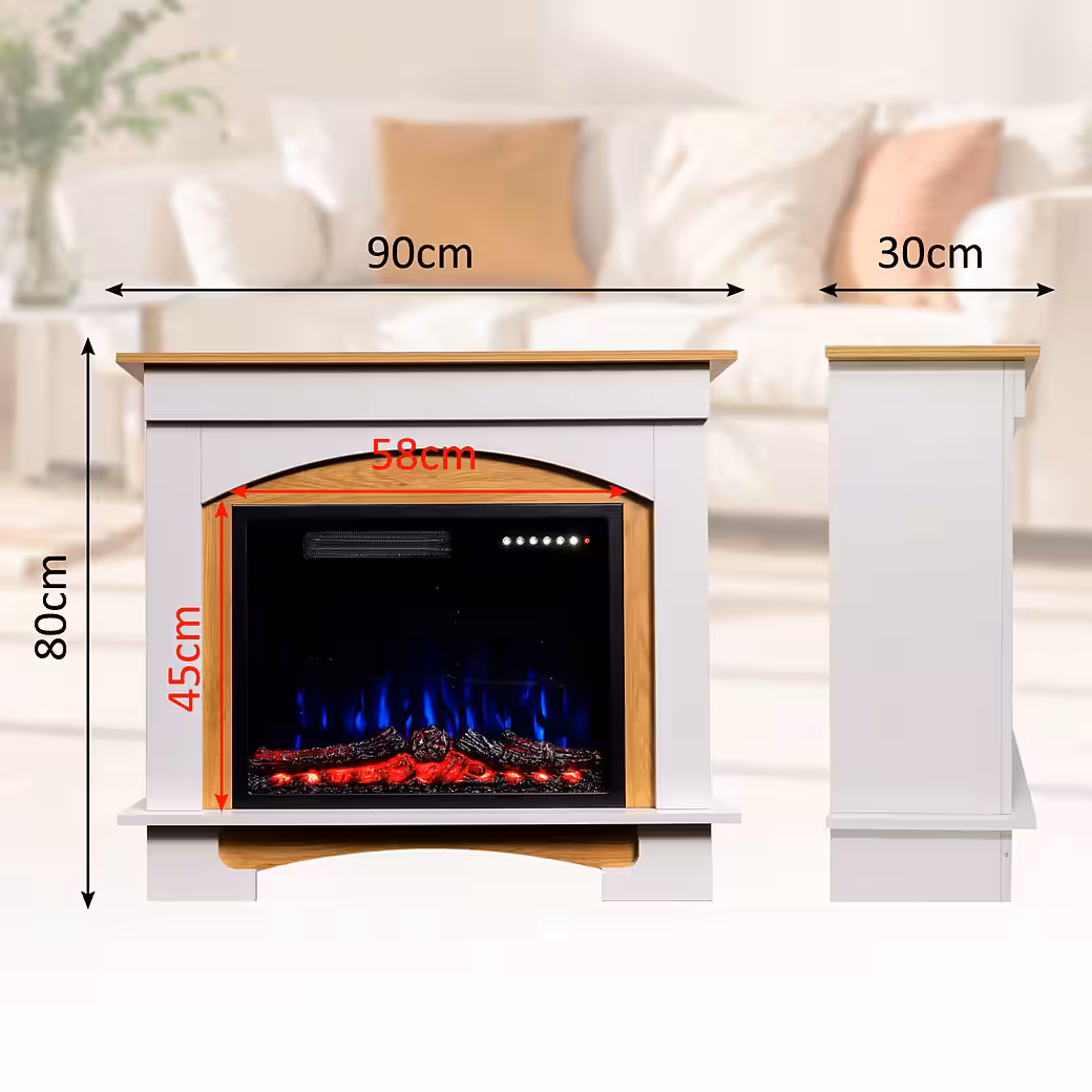 Electric fireplace with cabinet, 23" 1000W/2000W heater, 3D flame effect - Image 9