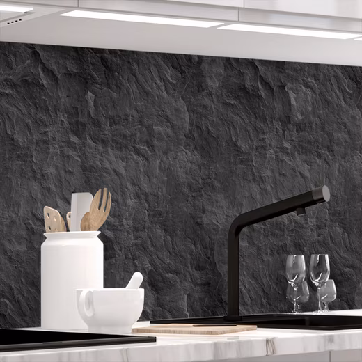Slate kitchen backsplash (matte finish) (Premium), 1.5mm, self-adhesive, adheres to a particularly wide range of surfaces