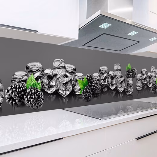 Blackberries on kitchen backsplash ABS plastic monolith sheet in DELUXE quality with direct printing