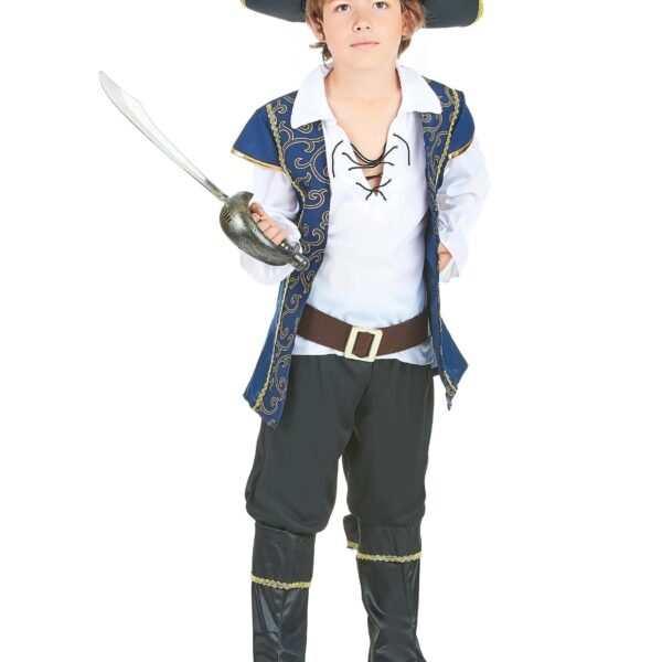 Pirate Costume Elegant Pirate Children's Costume Blue-Gold-White