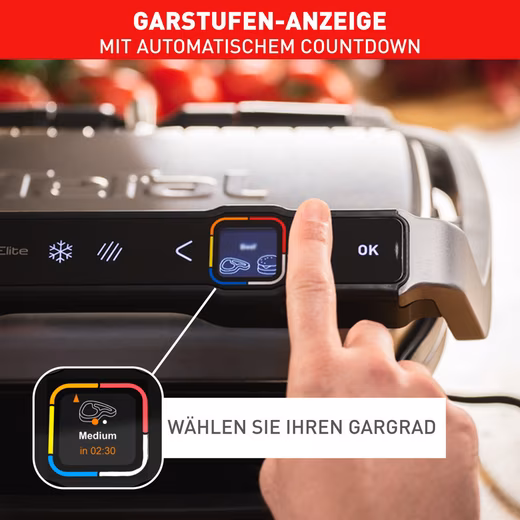 OptiGrill Elite XL contact grill, dishwasher-safe plates Countdown to grilling results, grill boost for grill marks, GC760D - Image 3