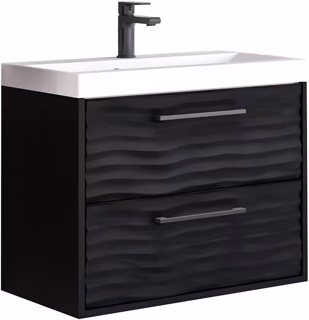 Canada Vanity Unit Bathroom furniture with wave pattern, including basin, 60cm wide, washbasin area - Image 9