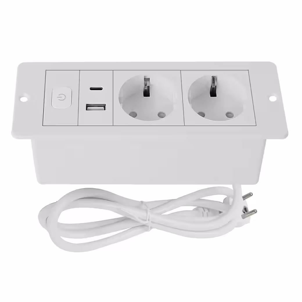 Tabletop recessed power outlet, 2-way table power strip with USB & Type-C power strip - Image 7