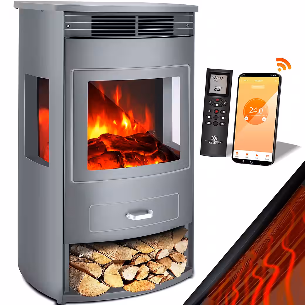 Electric fireplace Prio electric fireplace with heater, fan heater, remote control, WiFi - Image 11