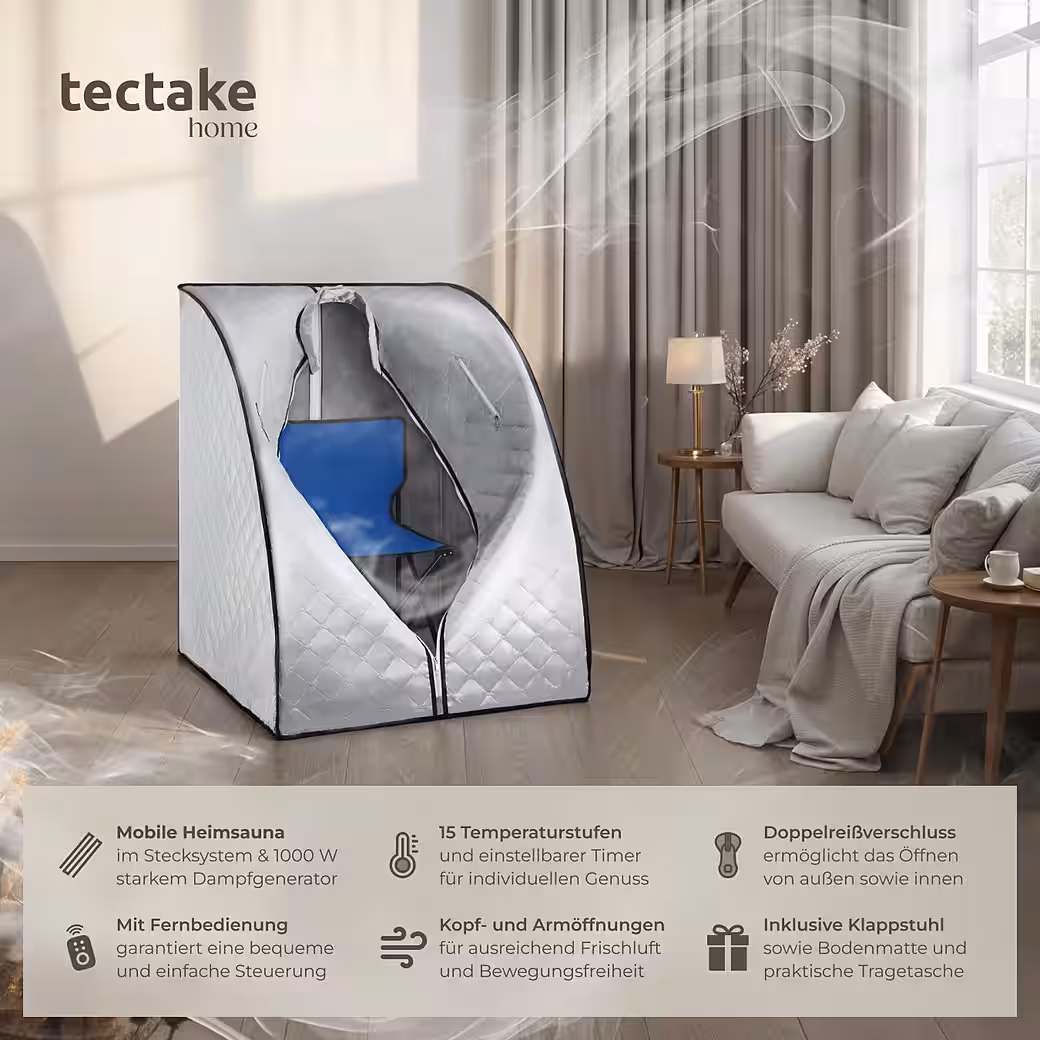Mobile steam sauna ThermaLuxe I, 1000 W, 15 temperature levels Includes remote control, mat, folding chair and carrying bags - Image 11