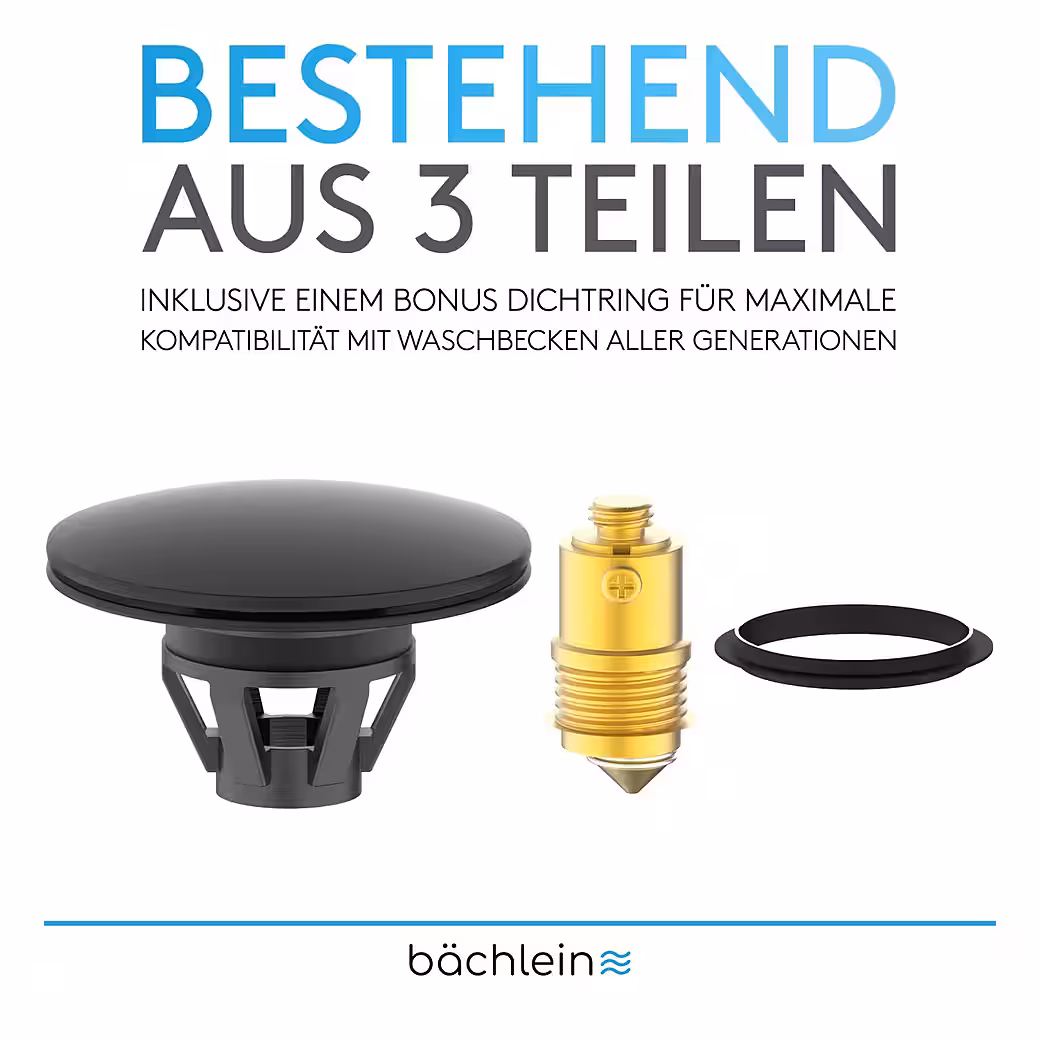 Pop-up sink plug (Matte black), plug with integrated hair strainer for drains Ø 40 mm - Image 9