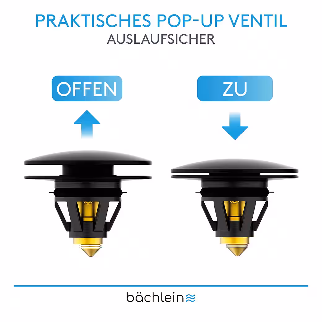 Pop-up sink plug (Matte black), plug with integrated hair strainer for drains Ø 40 mm - Image 10