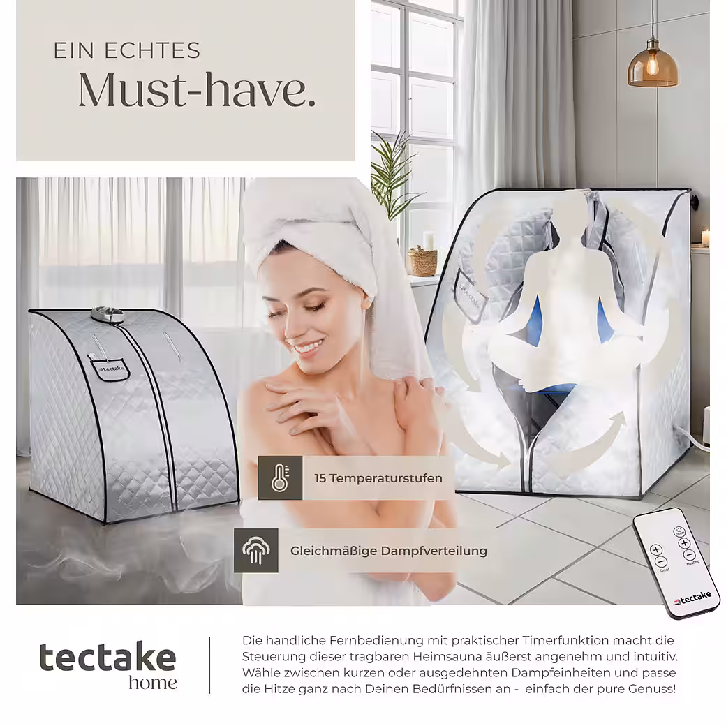 Mobile steam sauna ThermaLuxe I, 1000 W, 15 temperature levels Includes remote control, mat, folding chair and carrying bags - Image 13