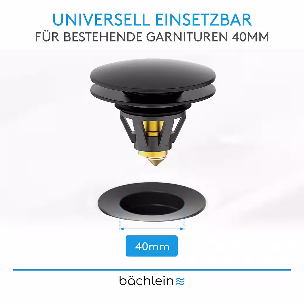 Pop-up sink plug (Matte black), plug with integrated hair strainer for drains Ø 40 mm - Image 11