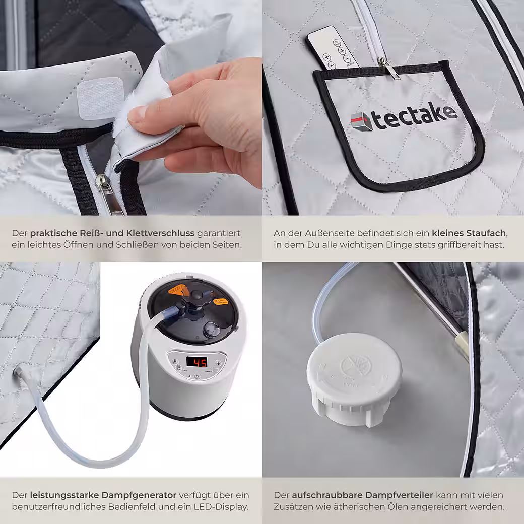 Mobile steam sauna ThermaLuxe I, 1000 W, 15 temperature levels Includes remote control, mat, folding chair and carrying bags - Image 14