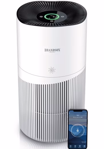 Air purifier for allergy sufferers, 4 filter stages HEPA activated carbon, Smart Home with app Air Purifier CADR 402 m³/h, removes up to 99.97% of pollutants, quiet