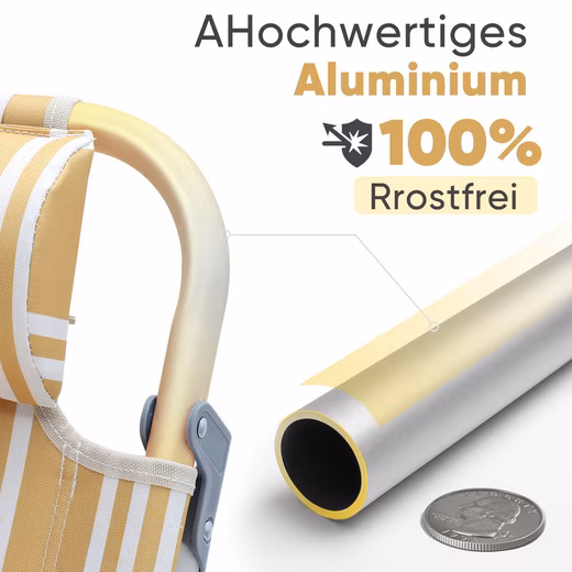 Camping Chair Alu Beach Chair Foldable Lounger Folding Chair with Adjustable Backrest - Image 4