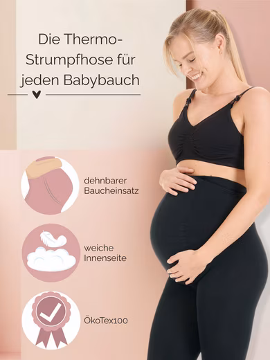 Maternity Tights Thermal Tights - Black - Soft - Opaque - Image 3