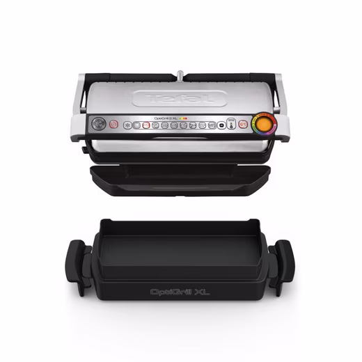 Kontaktgrill OptiGrill+ XL inkl. Backschale, manueller Modus mit 4 Temperaturen 9 automatische Kochprogramme, spülmaschinengeeignete Platten, GC724D
