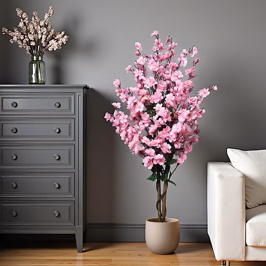 Artificial flowering tree Wintersweet Artificial plant Flowers Pink Wintersweet, , height 120 cm, ready in pot