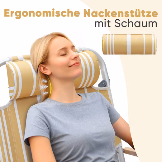 Camping Chair Alu Beach Chair Foldable Lounger Folding Chair with Adjustable Backrest - Image 5