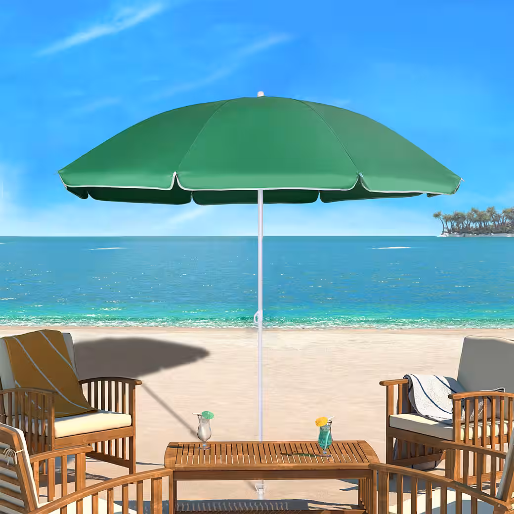 Parasol Ø 160 cm Round Beach Umbrella Balcony Umbrella with Carrying Bag and Ground Sleeve - Image 13