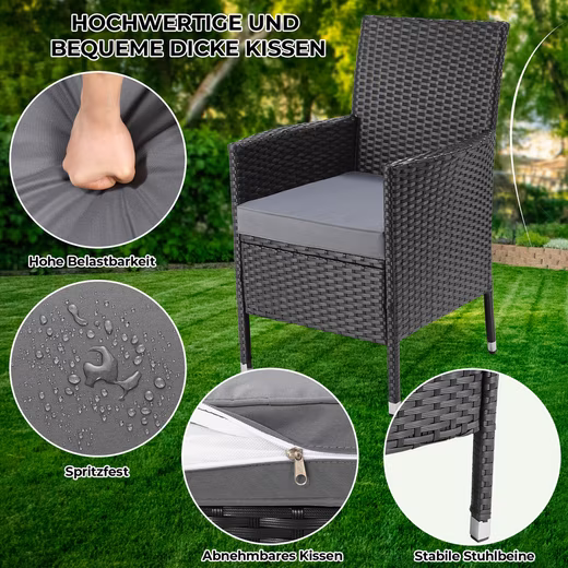 Balcony Set with Cushions and Glass Table, Balcony Furniture Set - Image 5