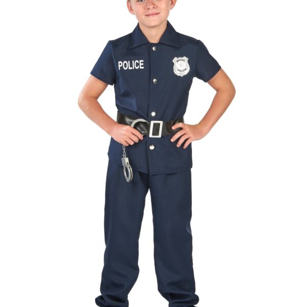 Police costume for children, short-sleeved, dark blue