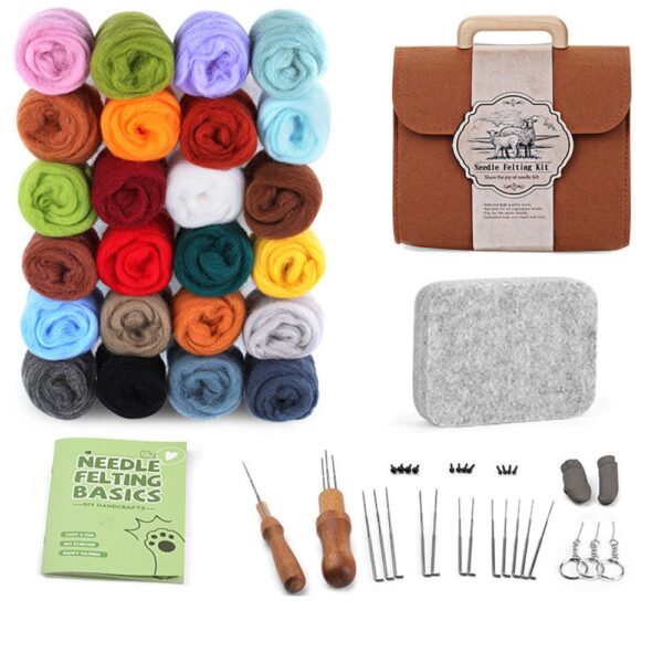 Creative needle felting set in 24 colors, needle felting accessories with storage bag