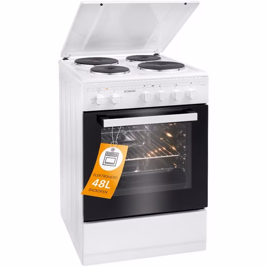 Electric freestanding cooker EH 561 4 cooking zones, 3 oven functions, 48l oven