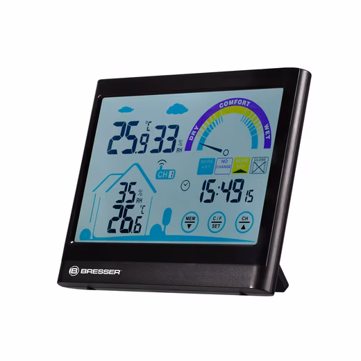 BRESSER VentAir thermo-hygrometer indoor air quality sensor with touchscreen function and ventilation…