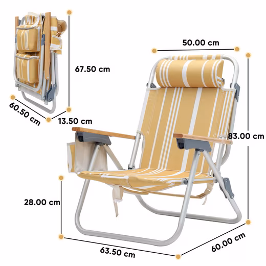 Camping Chair Alu Beach Chair Foldable Lounger Folding Chair with Adjustable Backrest - Image 8