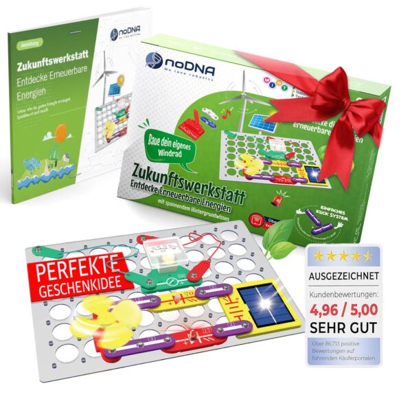 Experiment kit/construction kit on renewable energies for children aged 8 and up