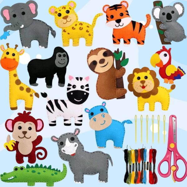 DIY sewing kit for children, 14-piece felt forest animal craft set