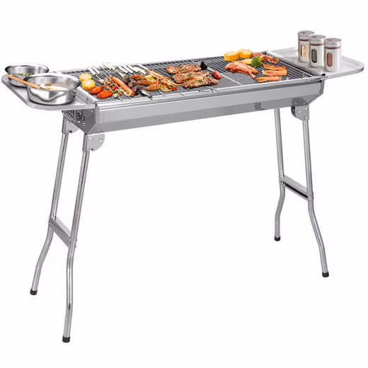 CA-12 charcoal grill with 2 grill grates Portable, folding grill, portable folding grill, stainless steel BBQ stand grill