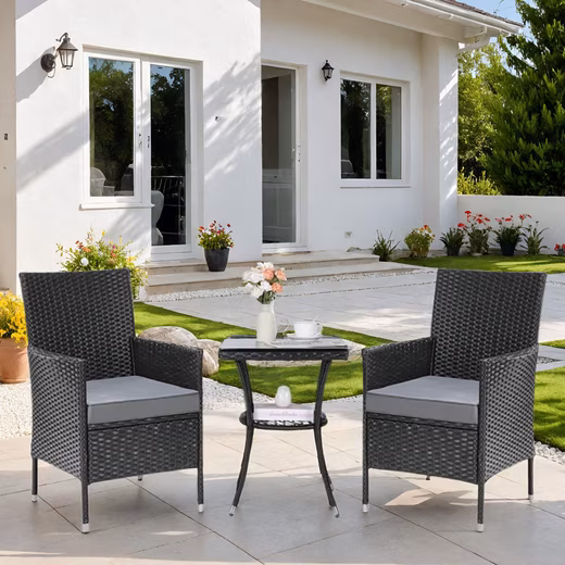 Balcony Set with Cushions and Glass Table, Balcony Furniture Set - Image 8