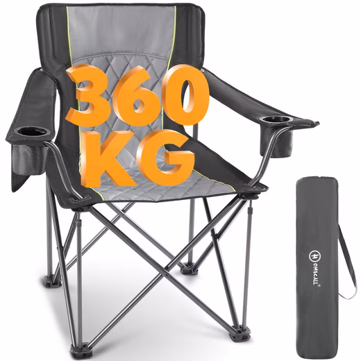 Camping Chair Oversized Folding Chair with High Backrest, XXL Folding Chair Upholstered