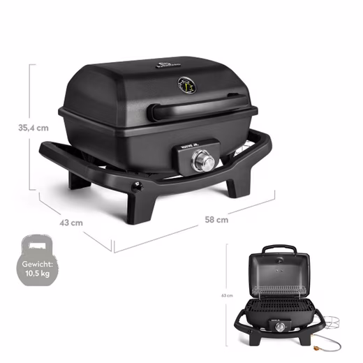 Gas grill WAYNE Jr., Portable 1-Burner Gas Grill, with die-cast aluminum combustion chamber including cover - Image 2