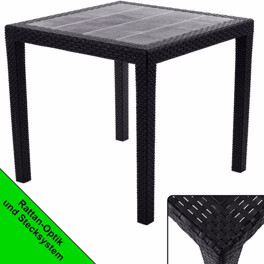 Garden Table Patio Table Anthracite Rattan Look Bistro 80 x 80 cm Weatherproof