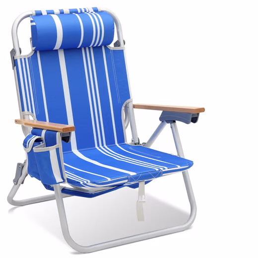 Camping Chair Alu Beach Chair Foldable Lounger Folding Chair with Adjustable Backrest