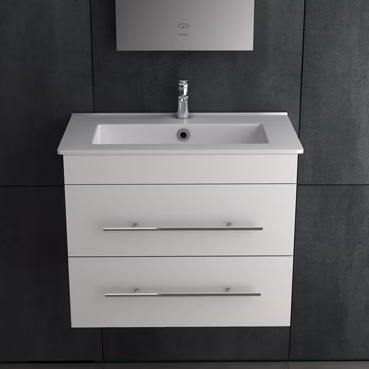 Washbasin with Base Cabinet 60 cm Wide - Bathroom Cabinet Bathroom Furniture Set White