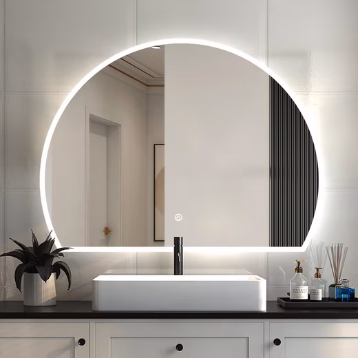 Bathroom Mirror LED Bathroom Mirror Half Round Mirror Touch/Wall Switch