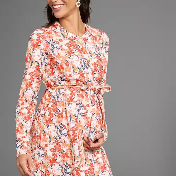 Maternity dress, short pregnancy dress with button placket, mini dress