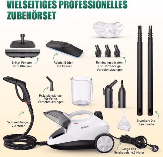 Steam cleaner Steam pressure:4 bar,Power:2000 W,Tank:Max 2 L,Usage time:40 minutes - Image 2