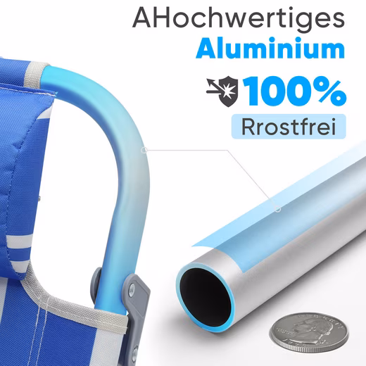 Camping Chair Alu Beach Chair Foldable Lounger Folding Chair with Adjustable Backrest - Image 12