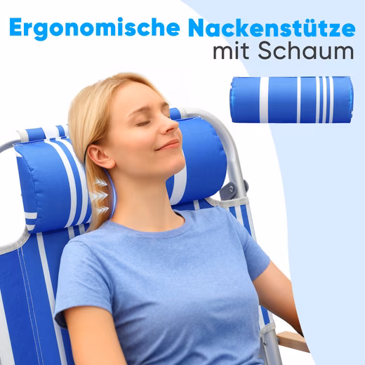 Camping Chair Alu Beach Chair Foldable Lounger Folding Chair with Adjustable Backrest - Image 13