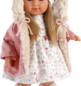 Standing doll Elena, blonde with hooded coat, 35 cm