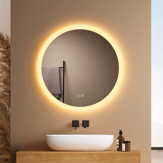 Bathroom mirror frame matt with anti-fog lighting