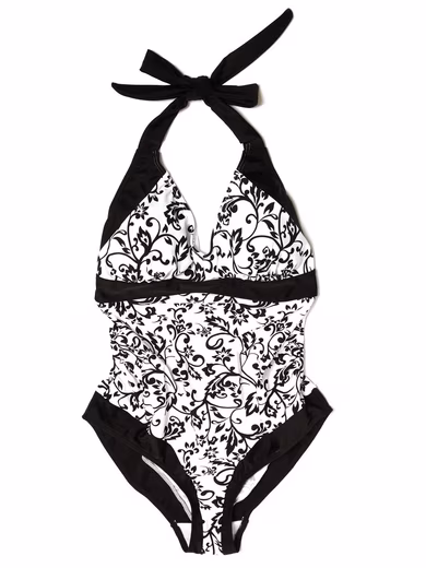 Maternity Swimsuit ARI Swimwear Pregnant Black and White Printed Halter Size S / 36